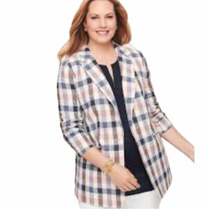 Talbots, cotton blend Preppy Plaid Blazer, Size 16
